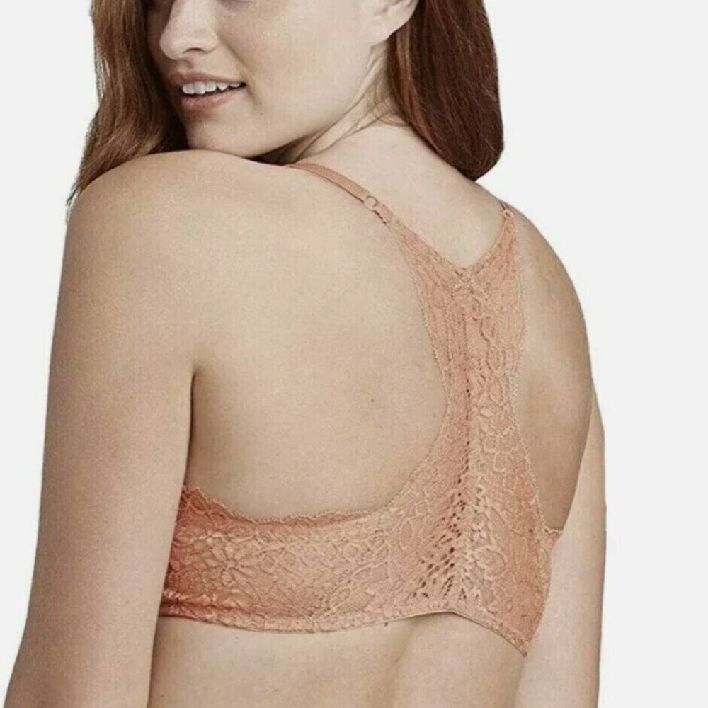 Auden Cosmic Rust Lace Plunge Push Up Racerback Bra Size 32B